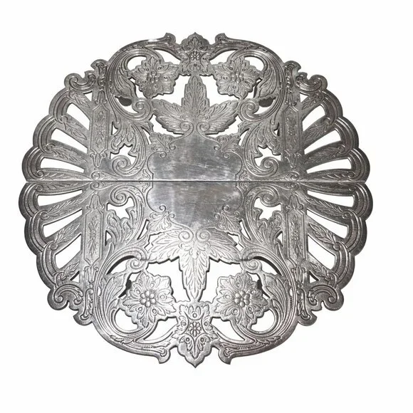Vintage 90's 2 Piece Lot Silver Plated Ornate Expandable Trivet - Picture 2 of 6